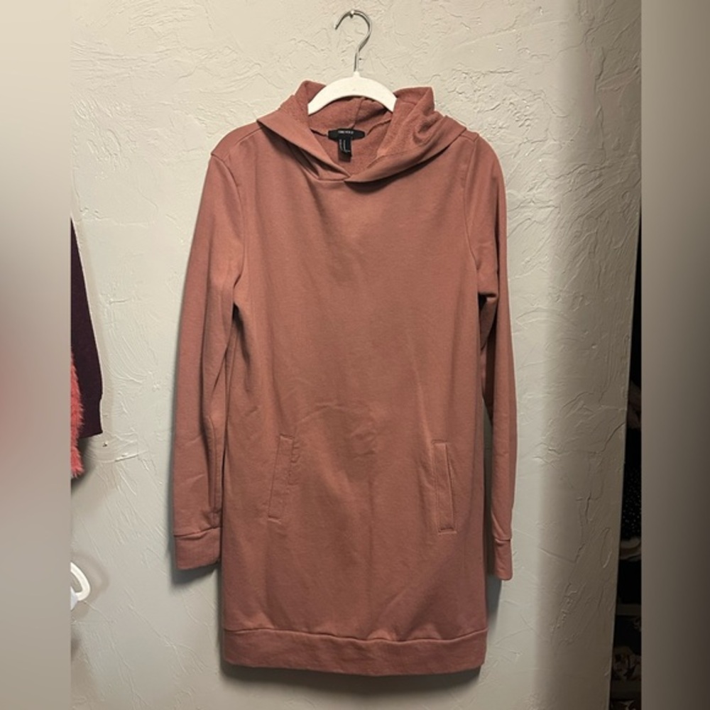 Pink Hooded Sweatshirt Dress - medium